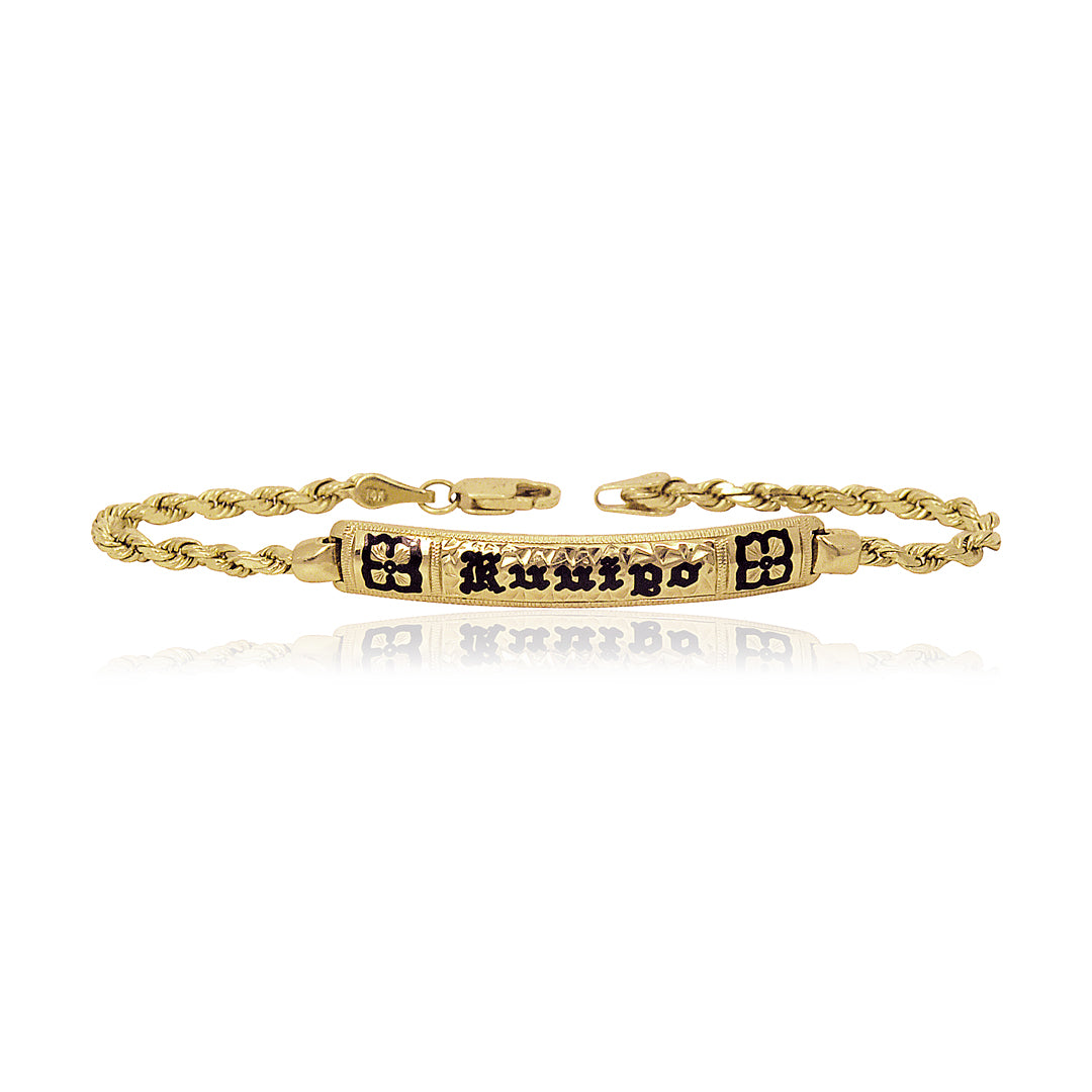 Baby Personalized 14K gold overly id name Bracelet with cross /5 1/2 inch |  eBay
